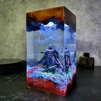 Wood Resin Lamp Art Home Decor For Christmas Birthday Gift
