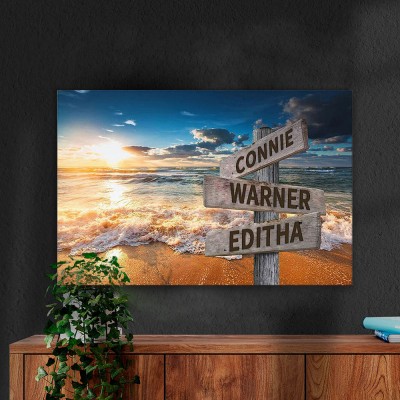 Personalized Last Name Birth Date Vintage Street Sign Multiple Names Premium Canvas Wall Art Best Gift