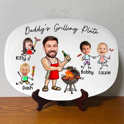 Personalized Father's Day Grilling Platter With Photo and Name Gift For Dad