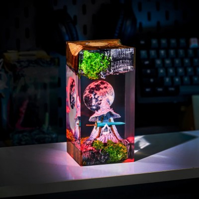 Resin Wood Table Lamp Art Home Decor
