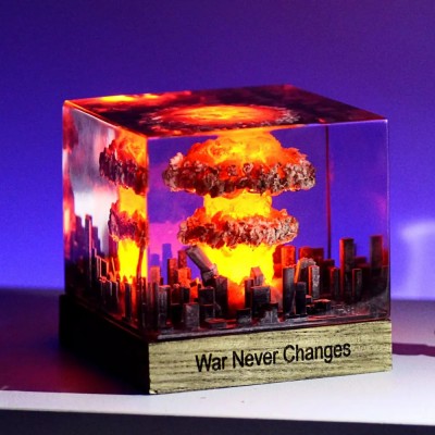 Explosion Resin Wood Lamp Unique Gift For Him Dad Father's Day Gift