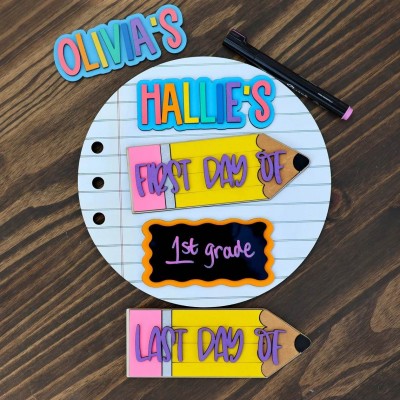 Personalized Interchangeable Back to School Sign First Day of School Photo Prop For Kids Gift