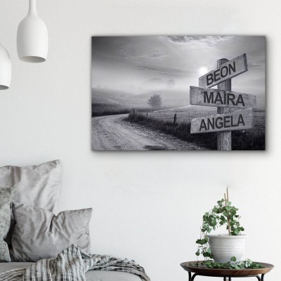 Personalized Last Name Birth Date Vintage Street Sign Multiple Names Premium Canvas Wall Art Best Gift