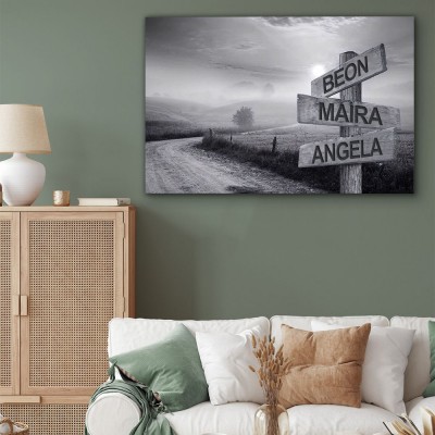 Personalized Last Name Birth Date Vintage Street Sign Multiple Names Premium Canvas Wall Art Best Gift
