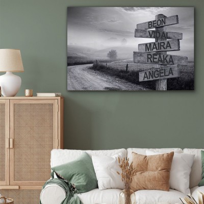Personalized Last Name Birth Date Vintage Street Sign Multiple Names Premium Canvas Wall Art Best Gift