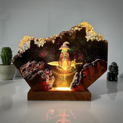 Resin Wood Table Lamp Art Home Decor For Christmas Birthday Gift