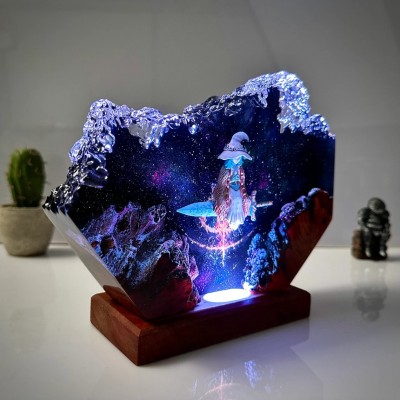 Resin Wood Table Lamp Art Home Decor For Christmas Birthday Gift