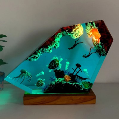 Ocean Turtle Scuba Diving Deep Sea Exploration Resin Lamp Unique Christmas Gifts