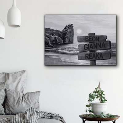 Personalized Last Name Birth Date Vintage Street Sign Multiple Names Premium Canvas Wall Art Best Gift