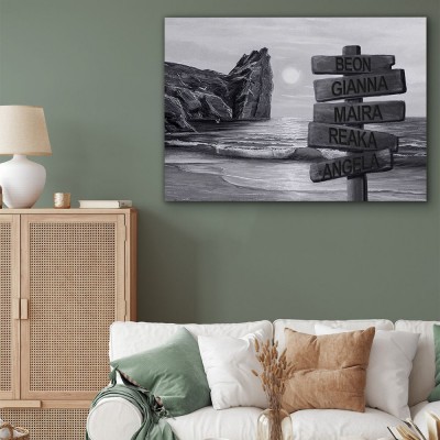 Personalized Last Name Birth Date Vintage Street Sign Multiple Names Premium Canvas Wall Art Best Gift