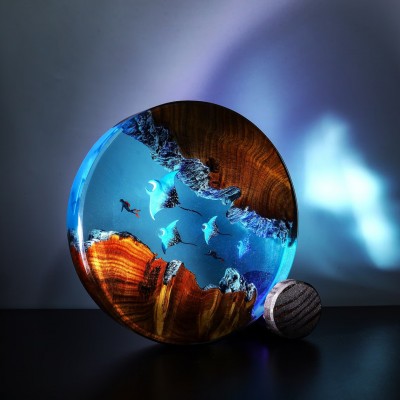 Ocean Art Resin Wood Table Lamp Art Home Decor