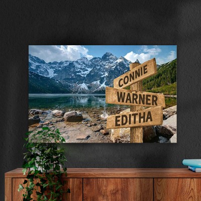 Personalized Last Name Birth Date Vintage Street Sign Multiple Names Premium Canvas Wall Art Best Gift