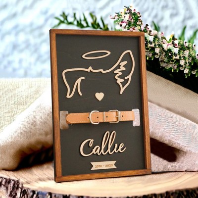 Personalized Loss of Pet Collar Frame  Memorial Gift For Pet Lovers
