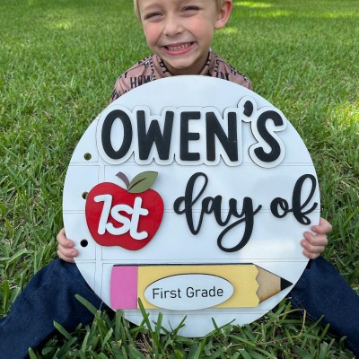 Personalized Interchangeable Back to School Sign First Day of School Photo Prop For Kids Gift