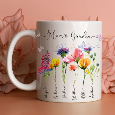 Custom Grandma's Garden Mug Birth Month Flower With Grandchildren Name Gift Ideas For Mother's Day