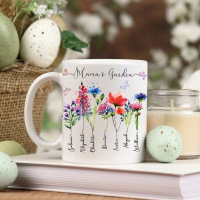 Custom Grandma's Garden Mug Birth Month Flower With Grandchildren Name Gift Ideas For Mother's Day