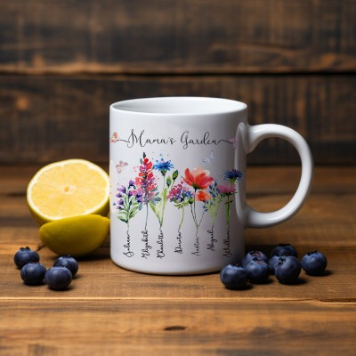 Custom Grandma's Garden Mug Birth Month Flower With Grandchildren Name Gift Ideas For Mother's Day