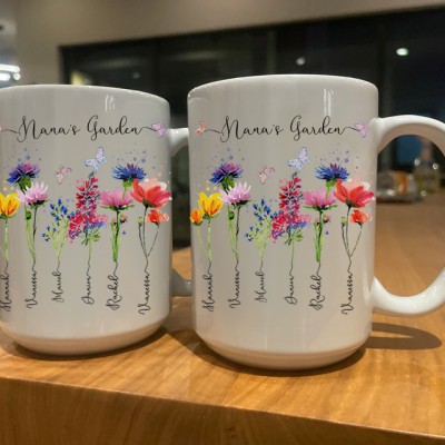 Custom Grandma's Garden Mug Birth Month Flower With Grandchildren Name Gift Ideas For Mother's Day