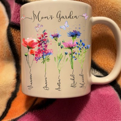 Custom Grandma's Garden Mug Birth Month Flower With Grandchildren Name Gift Ideas For Mother's Day
