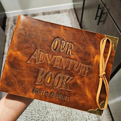 Personalized Our Adventure Book Leather Photo Album For Valentine's Day Anniversary Gift