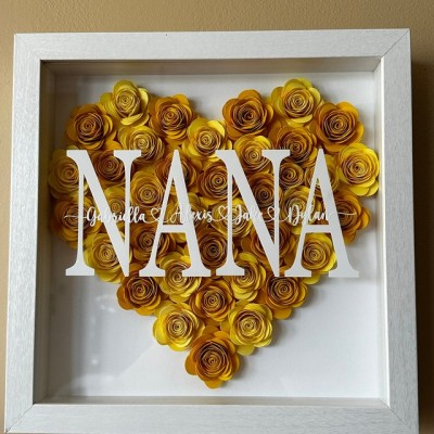 Personalized Mom Flower Shadow Box With Kids Name For Mother's Day