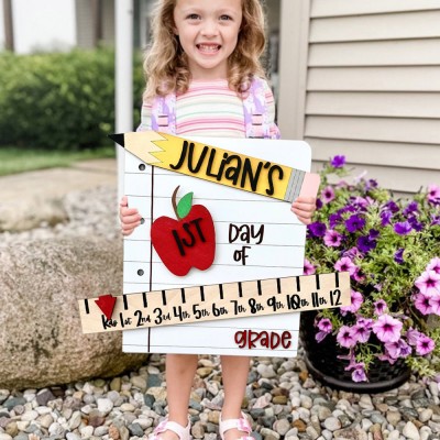 Personalized First/100th/Last Day of School Sign Photo Prop Back to School Gifts For Kids