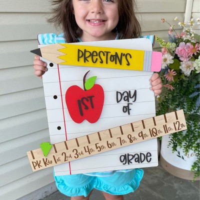 Personalized First/100th/Last Day of School Sign Photo Prop Back to School Gifts For Kids