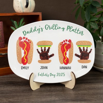 Personalized Daddy's Grilling Platter With Kids Name For Father's Day Gift
