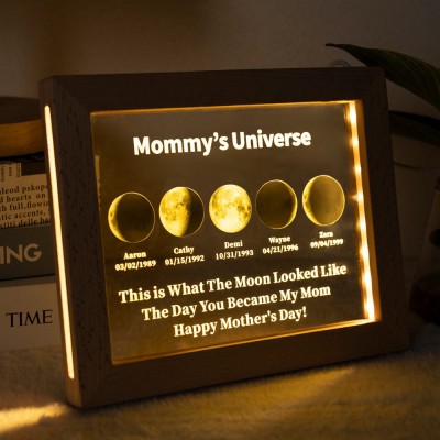 Personalized Mom Moon Phase Night Light By Date Gift For Mother's Day