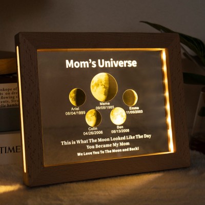 Personalized Mom Moon Phase Night Light by Date Gift For Mother's Day