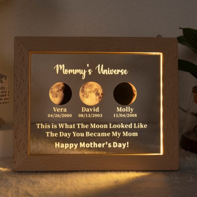 Personalized Mom Moon Phase Night Light By Date Gift For Mother's Day