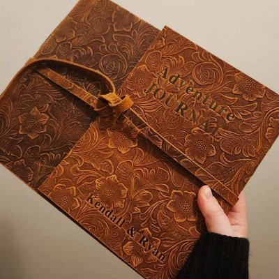 Personalized Our Adventure Book Leather Photo Album For Valentine's Day Anniversary Gift