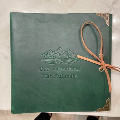 Personalized Our Adventure Book Leather Photo Album For Valentine's Day Anniversary Gift