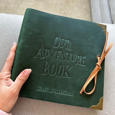 Personalized Our Adventure Book Leather Photo Album For Valentine's Day Anniversary Gift