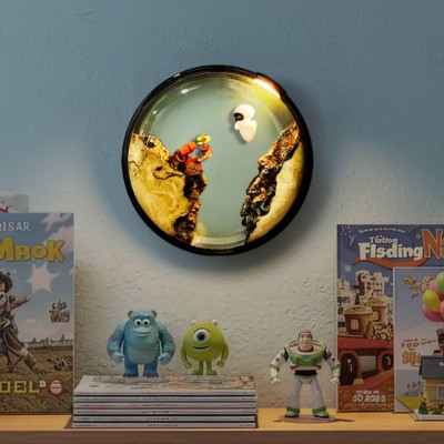 Round Wall Epoxy Resin Lamp Handmade Night Light Christmas Gifts