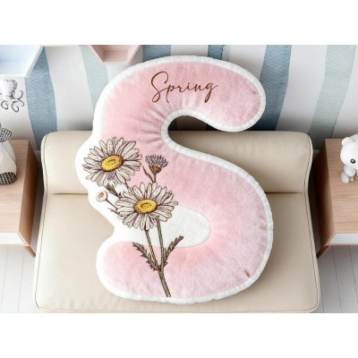Custom Birth Flower Letter Pillow Monogram Pillow for Mom Christmas Gifts