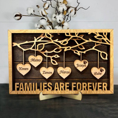 Personalized Wood Family Tree Sign With Name Engraved Home Decor For Mother's Day Love Grows Here