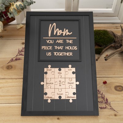 Mom Puzzle Sign Custom Mother's Day Wood Sign Gift Ideas Piece That Holds Us Together