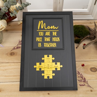 Mom Puzzle Sign Custom Mother's Day Wood Sign Gift Ideas Piece That Holds Us Together