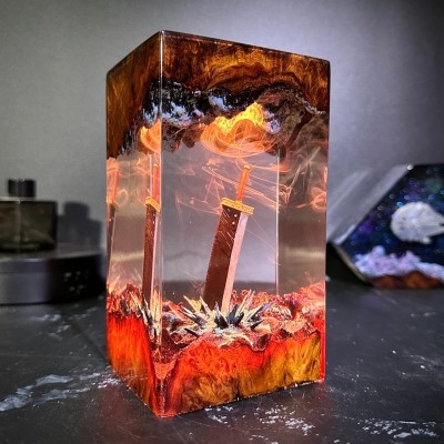 Resin Wood Table Lamp Art Home Decor