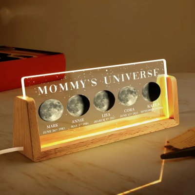 Personalized Mom Moon Phase Night Light By Date Gift For Mother's Day