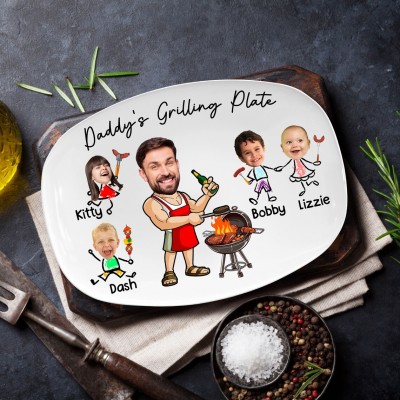 Personalized Father's Day Grilling Platter With Photo and Name Gift For Dad