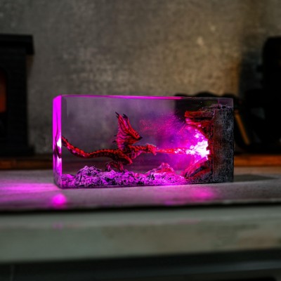 Handmade Fire Dragon Resin Lamp