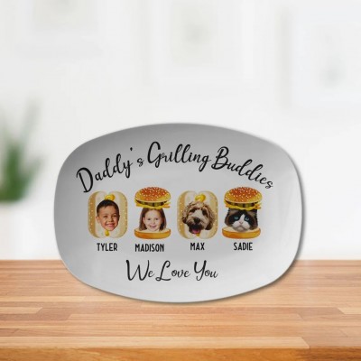 Personalized Father's Day Grilling Platter With Photo and Name Gift For Dad