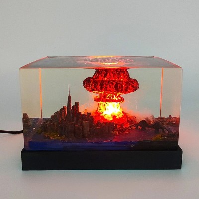 Explosion Resin Wood Lamp Unique Gift For Him Dad Father's Day Gift