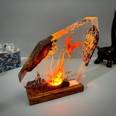 Handmade Fire Dragon Resin Lamp