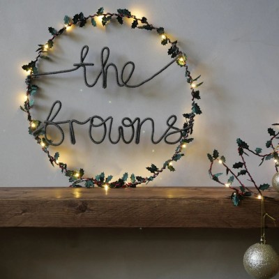 Personalized Family Christmas Wreath Light Holiday Decoration