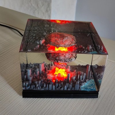 Explosion Resin Wood Lamp Unique Gift For Him Dad Father's Day Gift