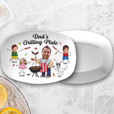 Personalized Father's Day Grilling Platter With Photo and Name Gift For Dad
