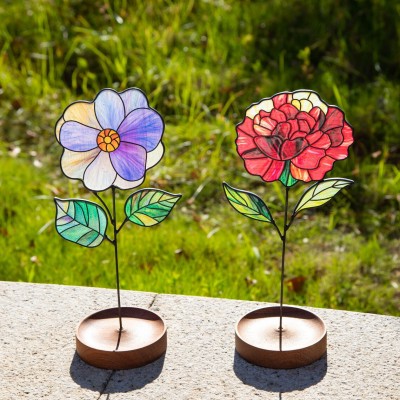 Stained Glass Birth Flower Handmade Keepsake Gifts Personalized Mother's Day Gift for Mom
